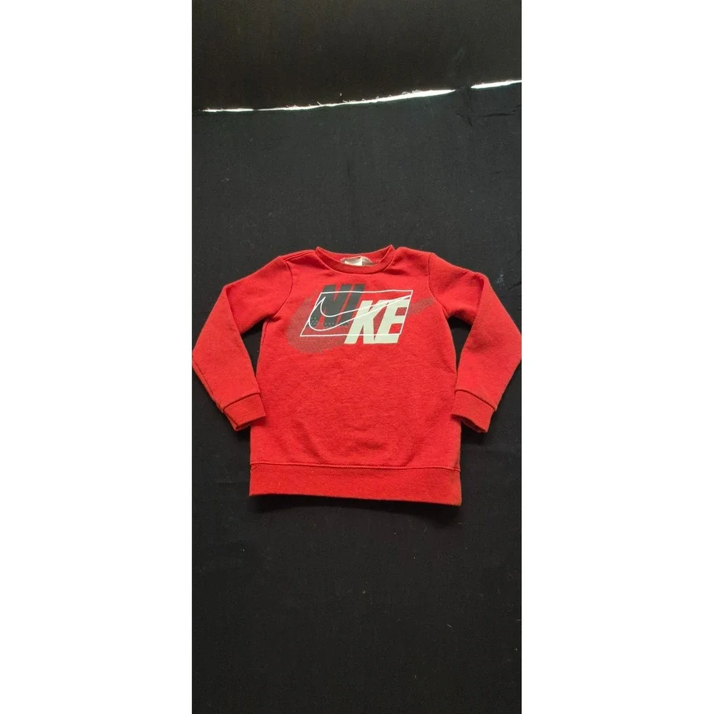 Nike kids red pullover sweatshirt‎ gray/white graphic print crew neck sz. 4T